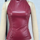 PU Leather Slim-fit Slimming Half Turtleneck Sleeveless Vest
