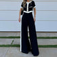 Commuter T-shirt Shory Style Top Straight-leg Pants Suit Two-piece Set