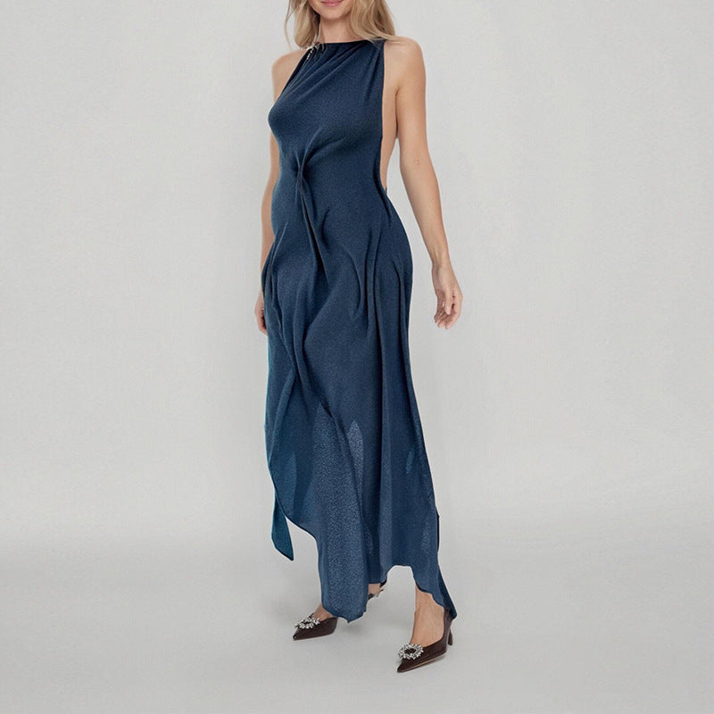 Womens Solid-Color Elegant And Classy Dress