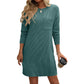 Robe à manches longues et col rond pour femme, couleur unie, rayée, avec poches, coupe droite