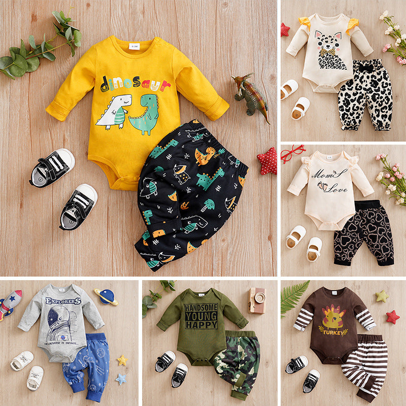 Combinaisons pour bébés et nourrissons d'un an, vêtements de printemps pour enfants, deux pièces
