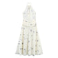 Backless Animal Print Hanging Collar Long Dress