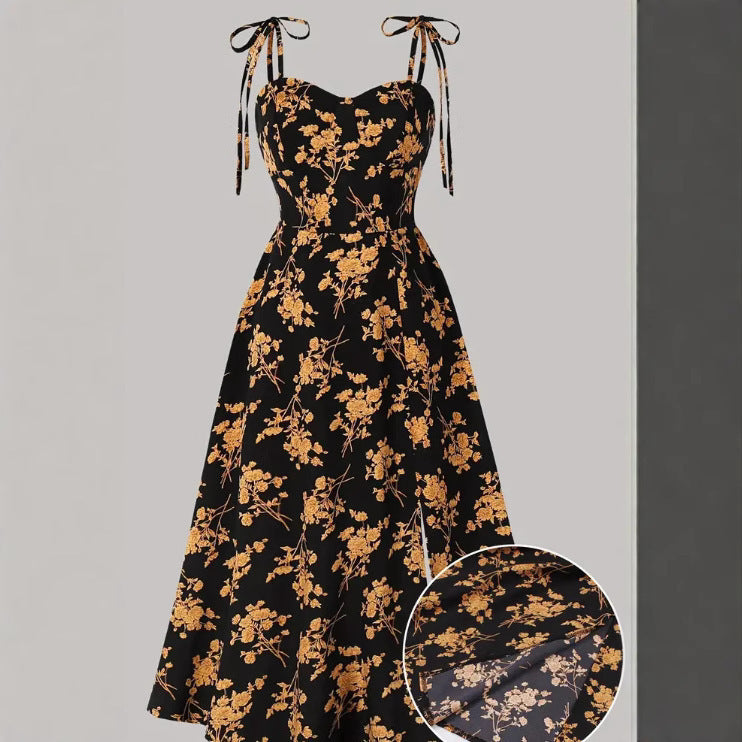 Waist-tight Floral Slimming Sling Dress