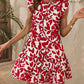 Women's Round Neck Printed Ruffles Dress