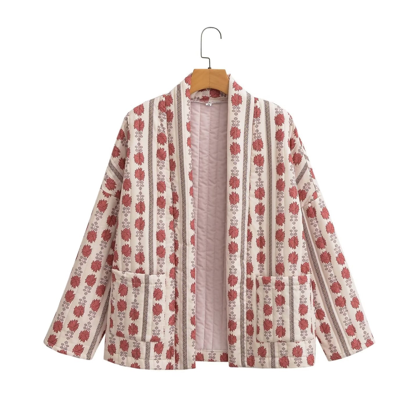 Multicolor Ethnic Print Cotton-padded Coat