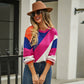 Pull à col rond à rayures simples et tendance pour femme