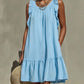 New Stylish Casual Loose Round-Neck Sleeveless Ruffle-Trim Dress