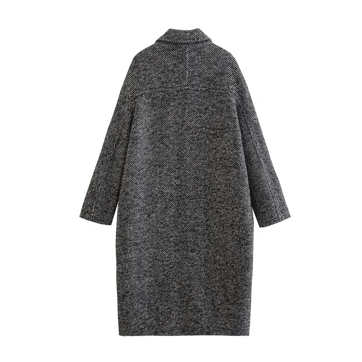 Manteau mi-long en sergé dentelé pour femme