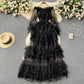 French Style High-grade Ruffled Mesh Cake Dress