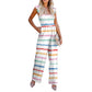 Women's Casual Ruffled Shoulder Straps High Waist Solid Color Wide Leg Jumpsuit