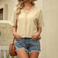 Short Sleeve V-neck Top Beachwear Lace Plus Size Women's Clothing