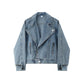Women's Short Denim Jacket With Large Lapel