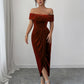 Elegant Tube Top Solid Color Dress Women