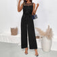 Lace Patchwork Round Neck Sleeveless High Waist Straight Women's Jumpsuit