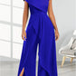 Women's Fashion Temperament Diagonal Collar Solid Color Jumpsuit