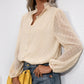 V-neck Solid Color Jacquard Polka-dot Long-sleeved Shirt With Wood Ears