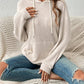 Fashion Drawstring Long-sleeved Hooded Sweatshirt With Pockets Solid Sunken Stripe Hoodie Knitwear Womens Clothing