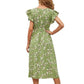 Robe d'été slim à manches en feuille de lotus et col en V