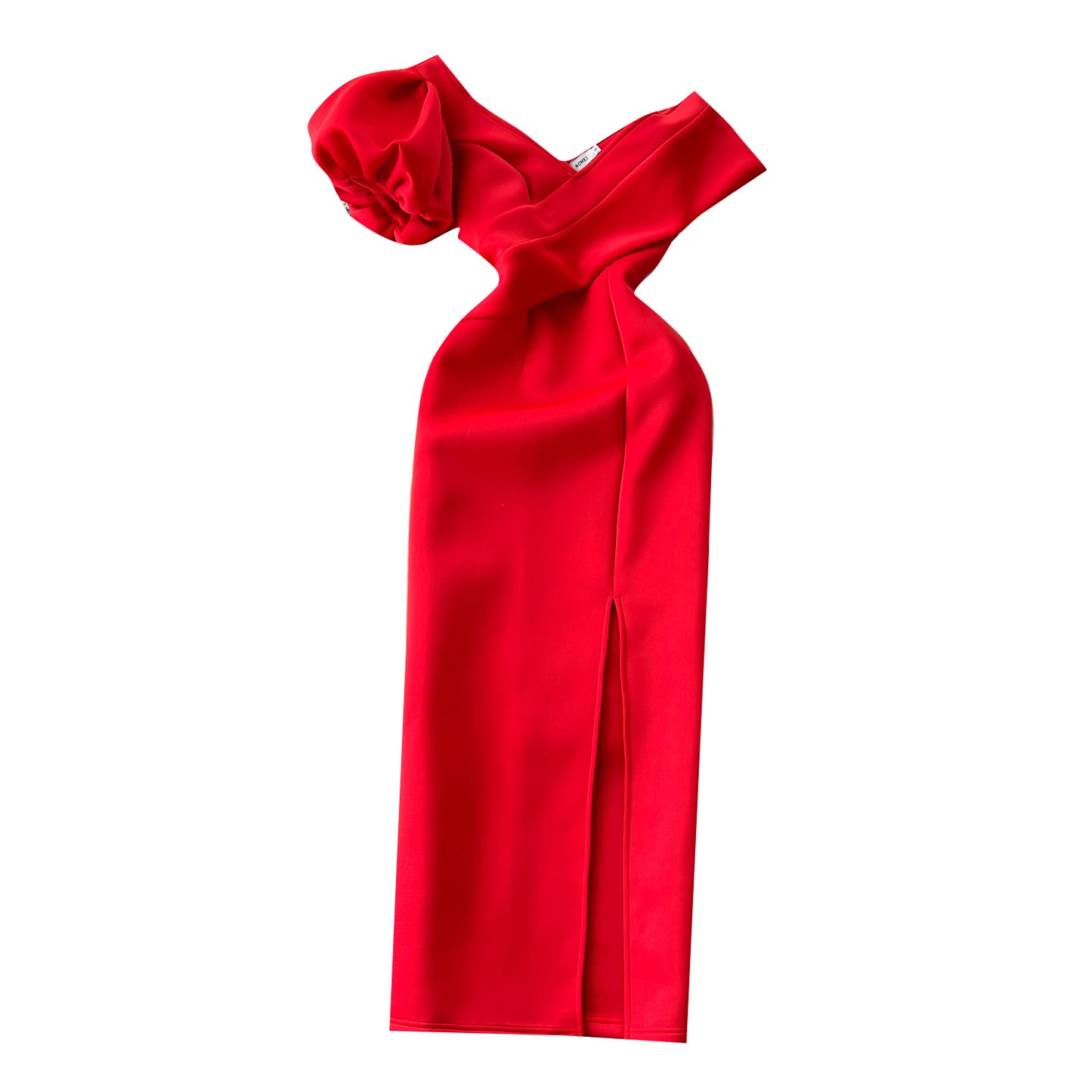 Robe taille haute à col incliné et manches bouffantes de style français