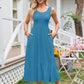 Women's Square Collar Pleated Sleeveless Dress