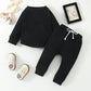 Pull à manches longues et pantalon de couleur unie, vêtements deux pièces pour enfants