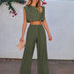 Women Solid Color Sleeveless Top And Long Pants 2-Piece Set For Vacation