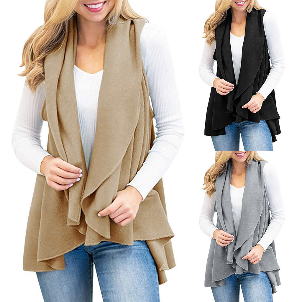 Fashionable Sleeveless Solid Color Cashmere Vest Women