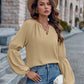 Solid Color And V-neck Loose Casual Women's Top