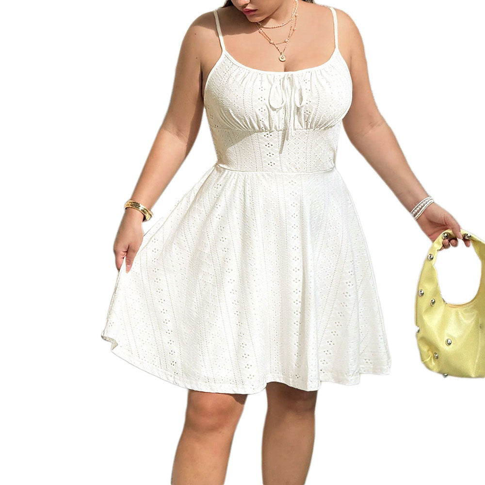 Plus-size Womens Summer White Slip Dress
