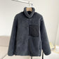 Couple's Autumn And Winter New Loose Zip Windproof Lamb Wool Coat For Women