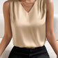 Haut sans manches en satin pour femme