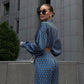 Printed Long Sleeve Lapel Shirt Drooping Wide-leg Pants Fashion Two-piece Suit