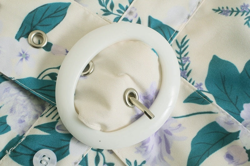 Combinaison décontractée à ceinture et coutures florales, style européen et américain