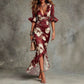 Women's V-neck Slim-fit Printed Dress
