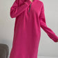 High-neck Half-zip Sweatshirt Dress Warm Fleece Skirt