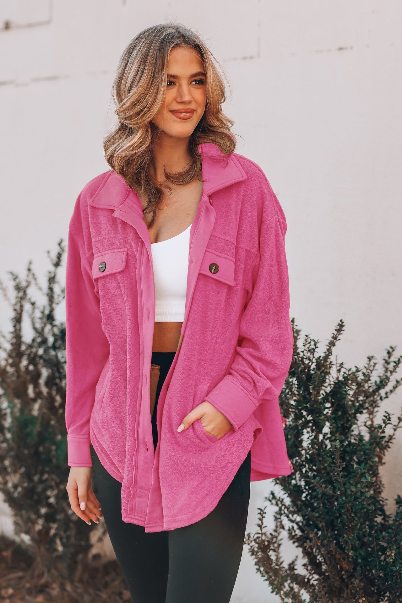 Women's Fashion Polo Collar Single-breasted Long Sleeve Shirt Coat