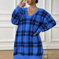 Robe à carreaux à col en V, décontractée, ample, à manches longues, vêtements pour femmes, automne et hiver