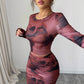 Long-sleeve T-shirt And Tight Long Skirt Set