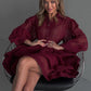 Lapel-collar Long-sleeve Single-breasted Button-up Belted Shirt Dress