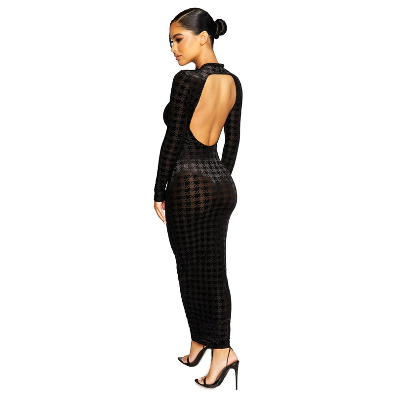 Women's Solid Color Tight Long Sleeve Dress