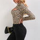 Leopard Print Round Neck Long Sleeve T-shirt