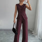 Casual Striped Short Style Lapel Suit Straight-leg Pants Suit