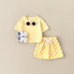 Ensemble deux pièces pantalon à carreaux et motif damier pour enfant