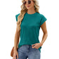 Solid Color Wave Pattern Bat-sleeve T-shirt Summer Loose Vest Casual Tank Womens Clothing
