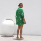 Women's Fashionable Loose Casual Cardigan Dress With Print And Lapel
