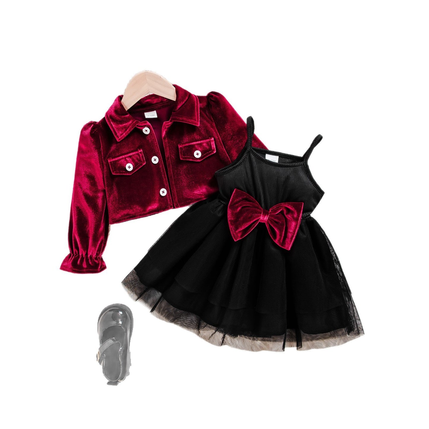 Jacket Black Mesh Bow Strapless Dress