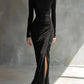 Elegant Wrap Dress With A Boat Neckline And A Fitted Waist
