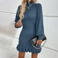 Fashion Women's Clothing Temperament Twisted Waist Solid Color Dress
