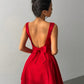 Elegant Red Evening Gown With A Bold Open Back Sleeveless Spaghetti Strap A Line Dress
