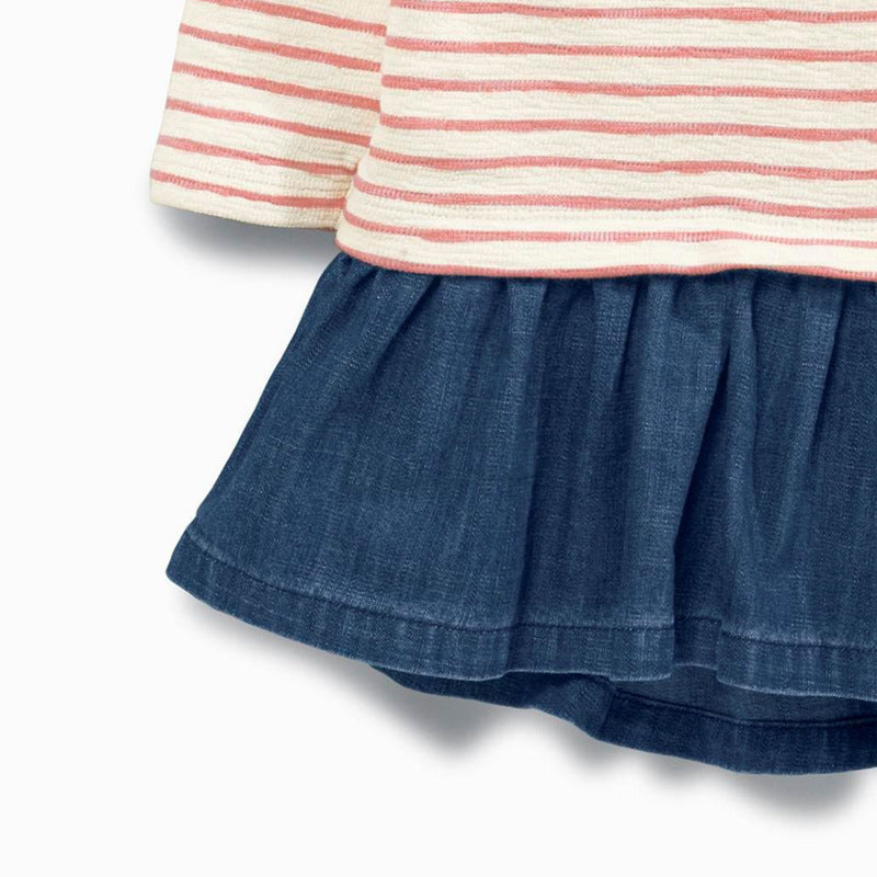 Girls Fashion Patchwork Long Sleeve Dress